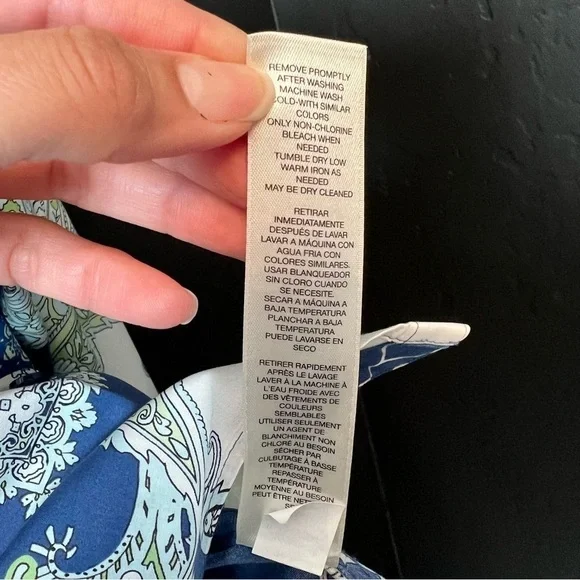 CHICO'S PAISLEY POP GIANA BLOUSE SZ  3 Paisley Print Blue and Green Women's Top - Picture 13 of 15